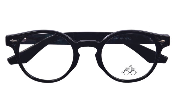 Black Full Rim Round Eyeglasses 144 C3