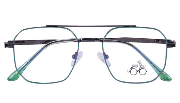 Light Green Steel Full Rim Square Eyeglasses