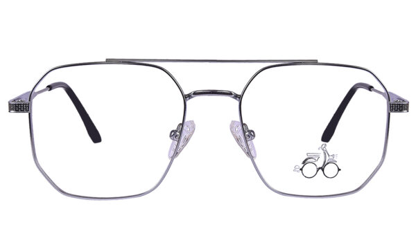 Black Silver Steel Full Rim Square Eyeglasses - Image 3