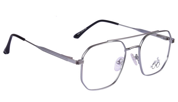 Black Silver Steel Full Rim Square Eyeglasses