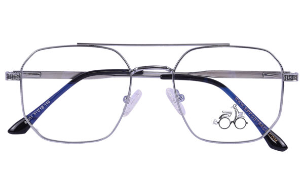 Black Silver Steel Full Rim Square Eyeglasses - Image 2