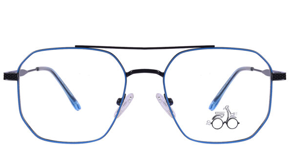 Sky Blue Steel Full Rim Square Eyeglasses - Image 3