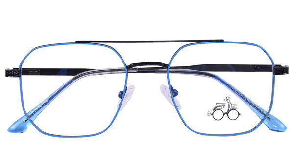 Sky Blue Steel Full Rim Square Eyeglasses