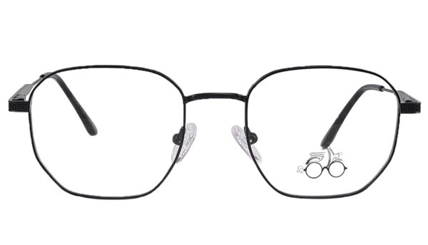 Black Steel Full Rim Round Eyeglasses