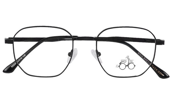 Black Steel Full Rim Round Eyeglasses - Image 2