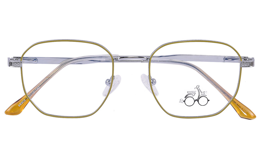 Gold Silver Steel Full Rim Round Eyeglasses