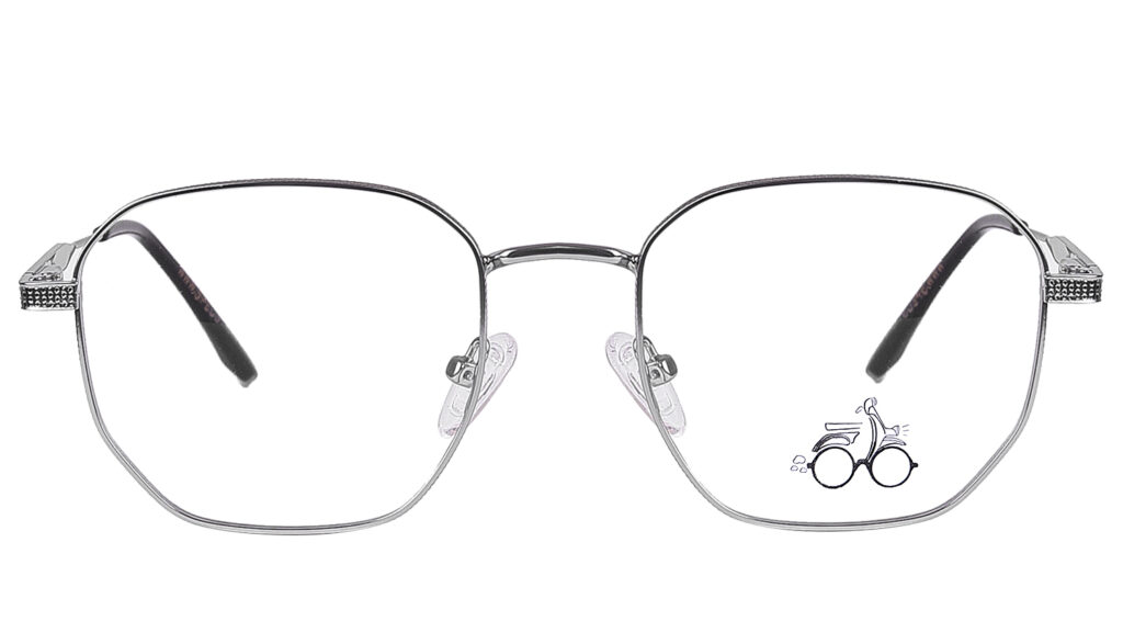 Silver Black Steel Full Rim Round Eyeglasses