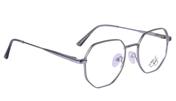 Grey Steel Full Rim Hexagonal Eyeglasses - Image 2