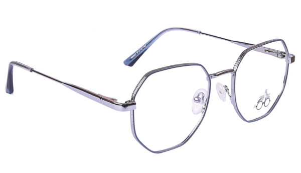 Sky Blue Steel Full Rim Hexagonal Eyeglasses - Image 2