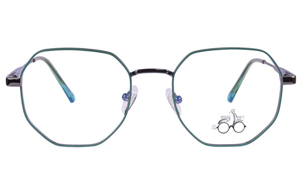 Light Green Steel Full Rim Hexagonal Eyeglasses - Image 3