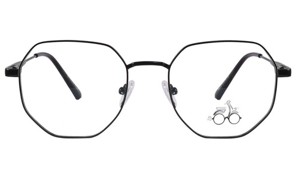 Black Steel Full Rim Hexagonal Eyeglasses - Image 3