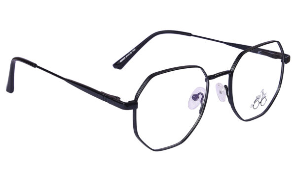 Black Steel Full Rim Hexagonal Eyeglasses