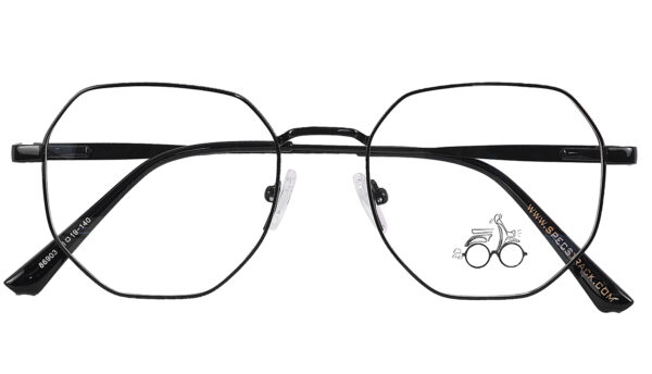 Black Steel Full Rim Hexagonal Eyeglasses - Image 2