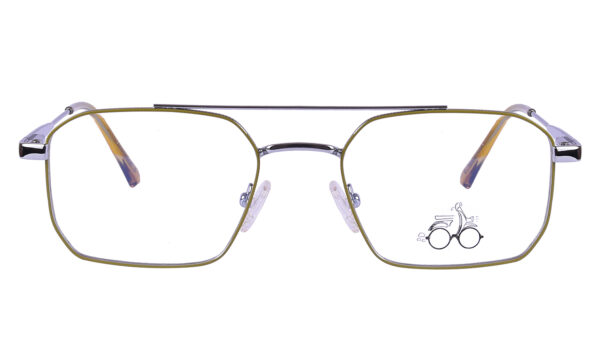 Gold Silver Steel Full Rim Rectangle Eyeglasses