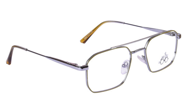 Gold Silver Steel Full Rim Rectangle Eyeglasses - Image 2