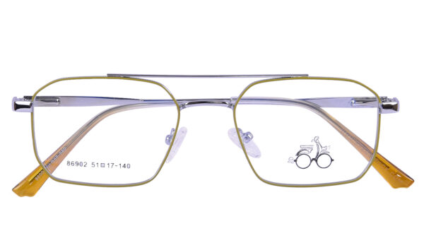 Gold Silver Steel Full Rim Rectangle Eyeglasses - Image 3