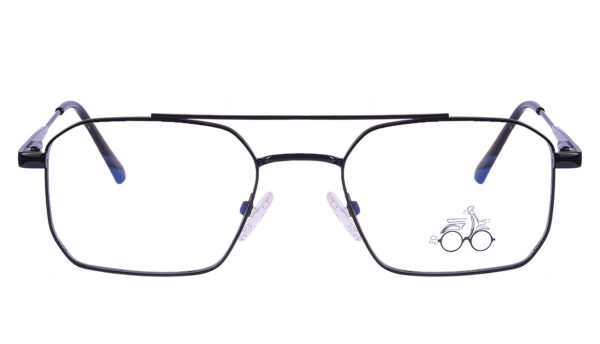 Black Blue Steel Full Rim Rectangle Eyeglasses - Image 3