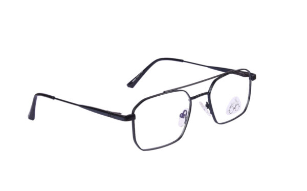 Black Blue Steel Full Rim Rectangle Eyeglasses - Image 2