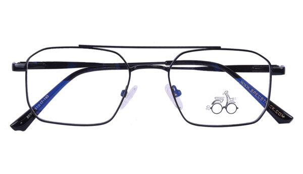 Black Blue Steel Full Rim Rectangle Eyeglasses