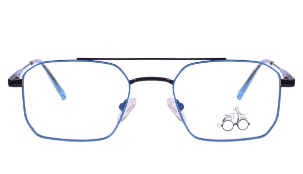 Black Sky Blue Steel Full Rim Rectangle Eyeglasses - Image 2