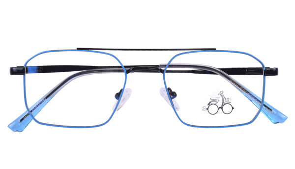 Black Sky Blue Steel Full Rim Rectangle Eyeglasses - Image 3