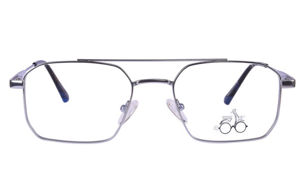 Black Silver Steel Full Rim Rectangle Eyeglasses - Image 3