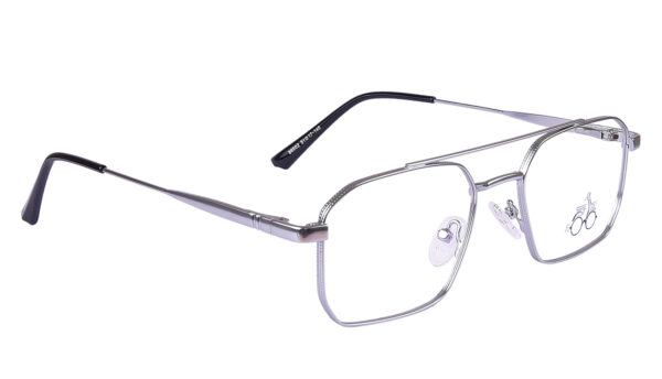 Black Silver Steel Full Rim Rectangle Eyeglasses - Image 2