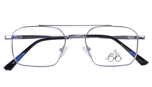 Black Silver Steel Full Rim Rectangle Eyeglasses