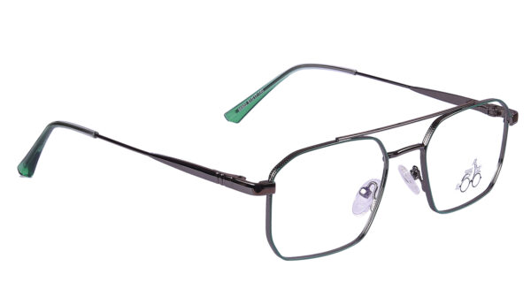 Green Black Steel Full Rim Rectangle Eyeglasses - Image 2