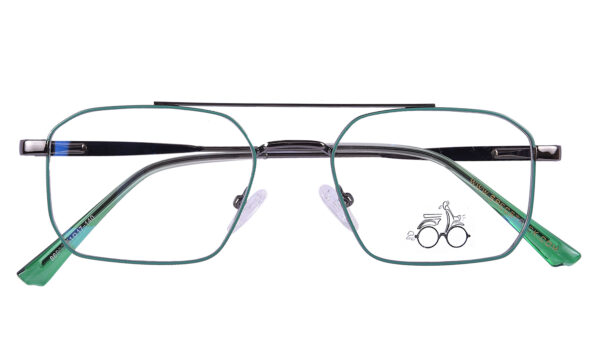 Green Black Steel Full Rim Rectangle Eyeglasses