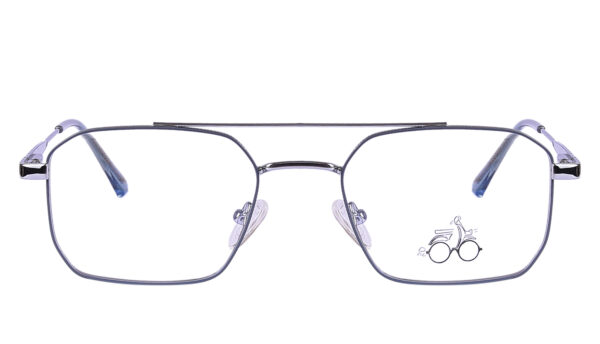 Silver Steel Full Rim Rectangle Eyeglasses