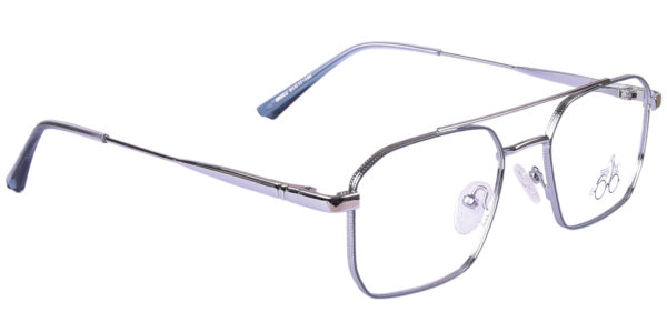 Silver Steel Full Rim Rectangle Eyeglasses - Image 2