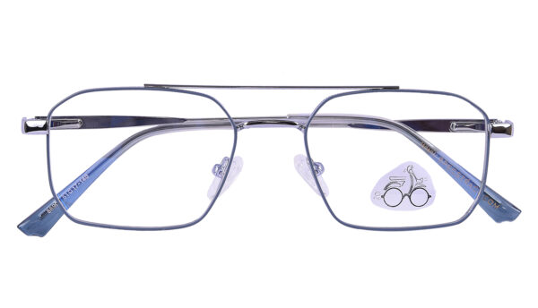 Silver Steel Full Rim Rectangle Eyeglasses - Image 3