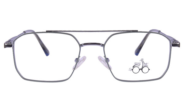 Gray Silver Steel Full Rim Rectangle Eyeglasses - Image 2