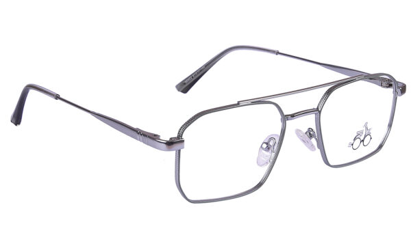 Gray Silver Steel Full Rim Rectangle Eyeglasses - Image 3