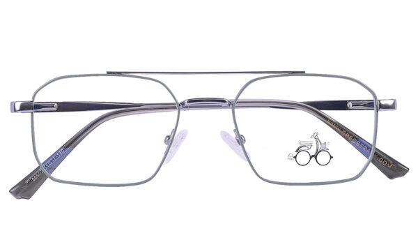 Gray Silver Steel Full Rim Rectangle Eyeglasses