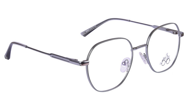 Gray Silver Steel Full Rim Geometric Eyeglasses