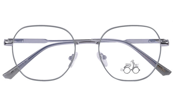 Gray Silver Steel Full Rim Geometric Eyeglasses - Image 2