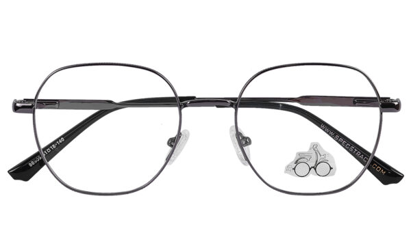 Black Steel Full Rim Geometric Eyeglasses