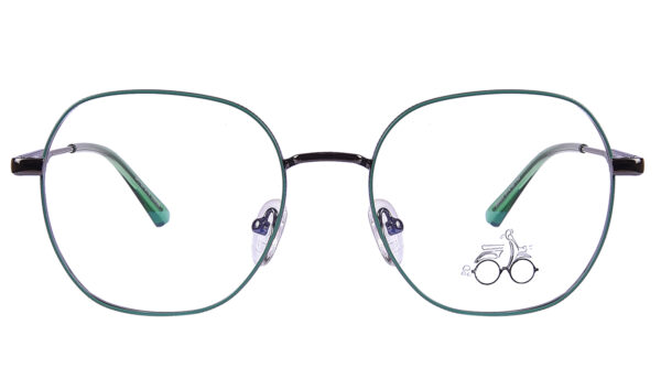 Green Steel Full Rim Geometric Eyeglasses - Image 2