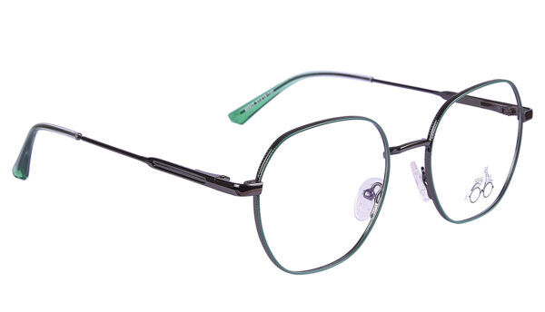 Green Steel Full Rim Geometric Eyeglasses