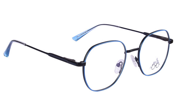 Sky Blue Black Steel Full Rim Geometric Eyeglasses - Image 2