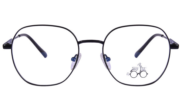 Black Steel Full Rim Geometric Eyeglasses - Image 3