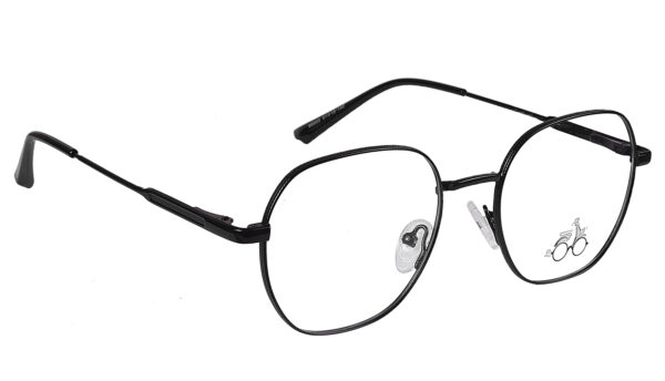 Black Steel Full Rim Geometric Eyeglasses - Image 2