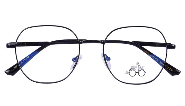 Black Steel Full Rim Geometric Eyeglasses