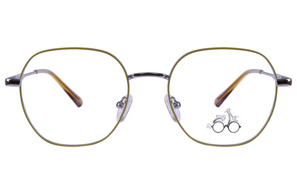 Gold Silver Steel Full Rim Geometric Eyeglasses - Image 3