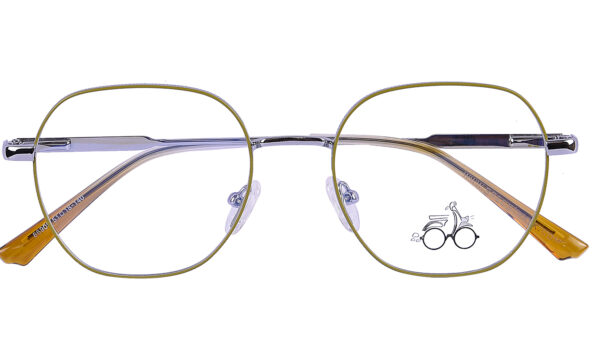 Gold Silver Steel Full Rim Geometric Eyeglasses