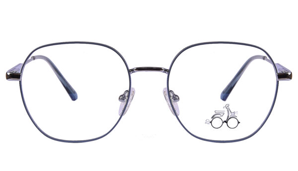 Sky Blue Steel Full Rim Geometric Eyeglasses - Image 3