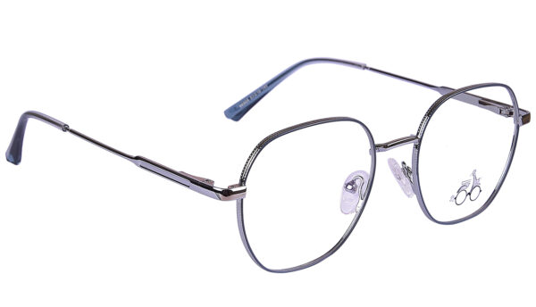 Sky Blue Steel Full Rim Geometric Eyeglasses - Image 2