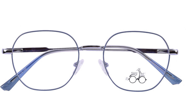 Sky Blue Steel Full Rim Geometric Eyeglasses